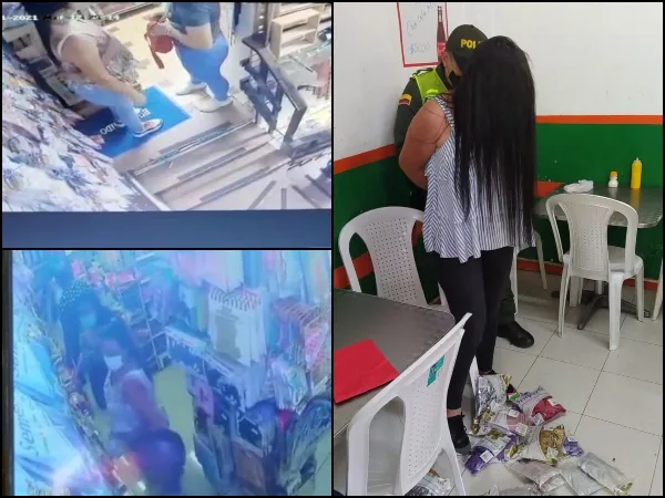 Globos, serpentinas, sábanas y hasta fajas, en Palmira mujeres también están robando en grupos