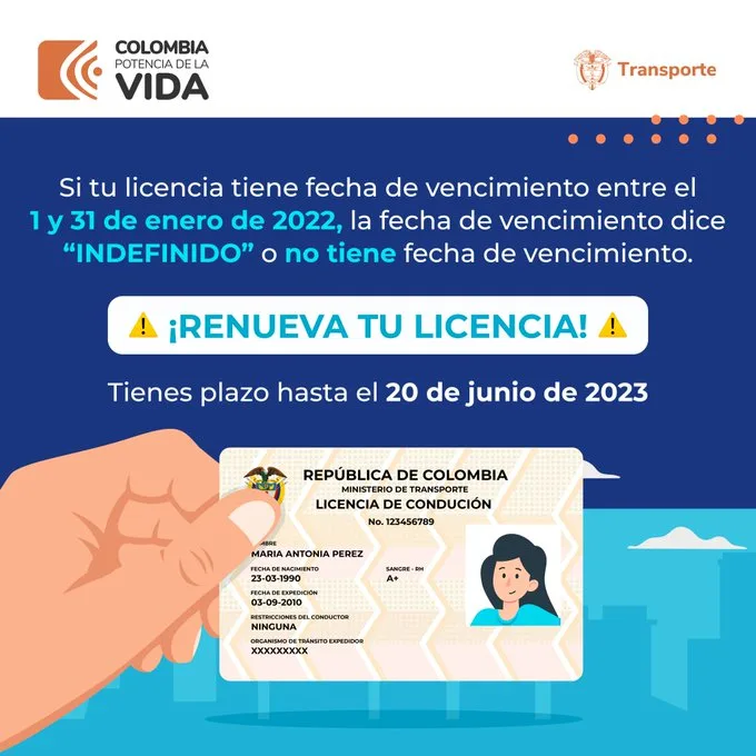 "No habrá más plazos", hasta el 20 junio tienen para renovar la licencia de conducción en Colombia