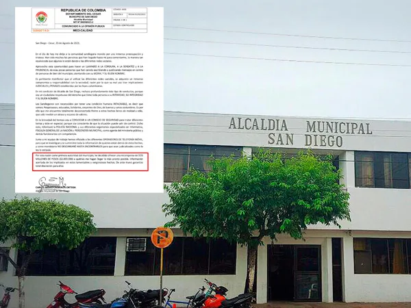 En Cesar, un alcalde ofrece recompensa por responsables de divulgar chismes y rumores