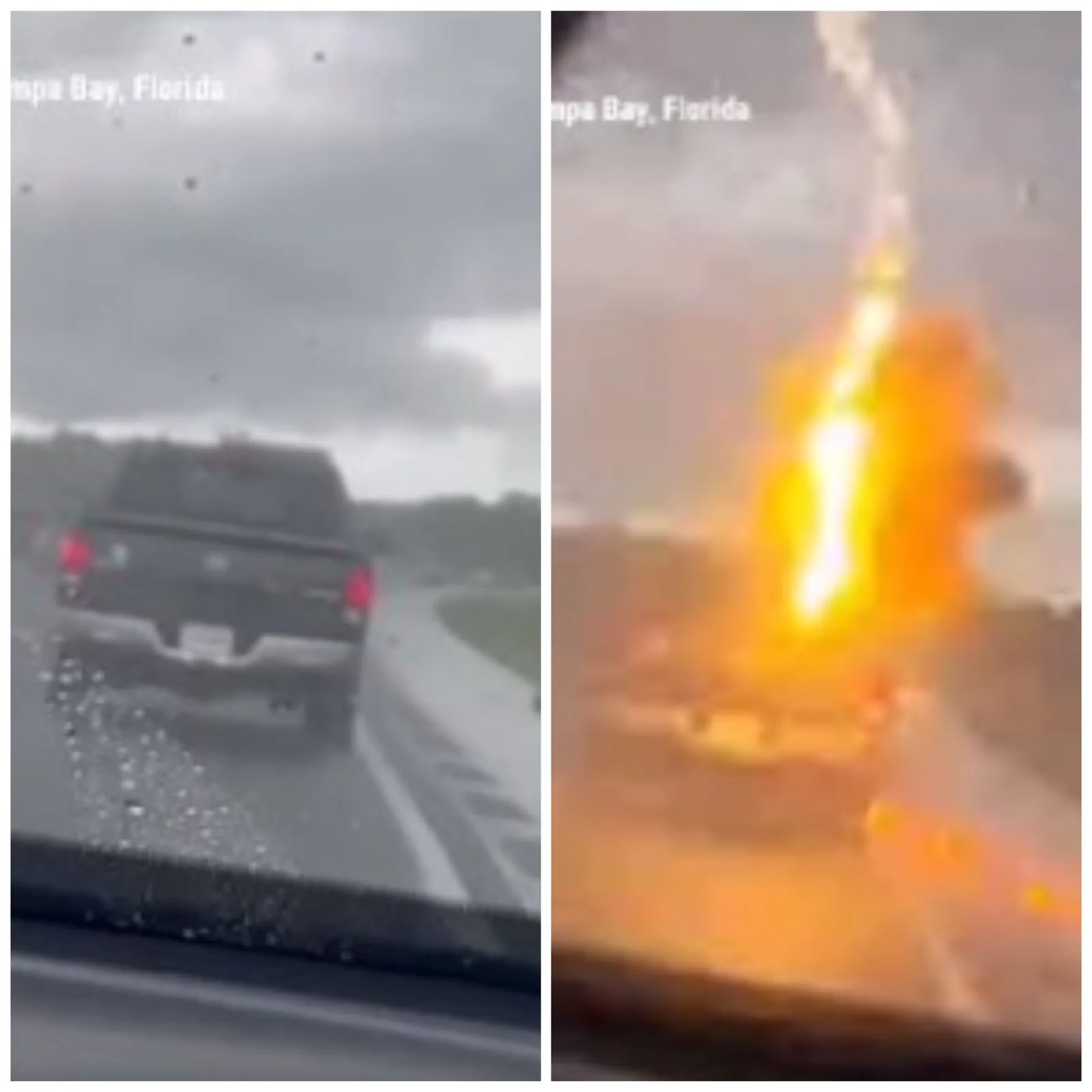 rayo sobre la camioneta
