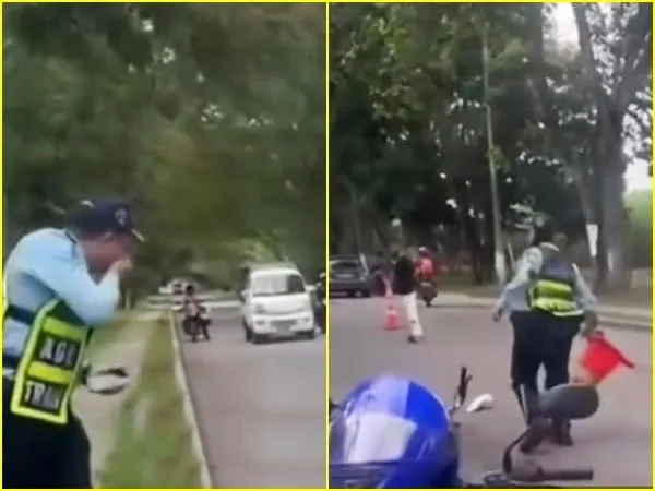 El hecho se presentó en Bugalagrande, cuando al parecer, el agente de tránsito solicitó los documentos de la motocicleta a un motorista para verificar si estaban en regla.