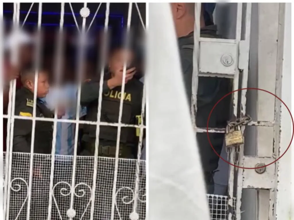 policías Buenaventura - policías encerrados con candado