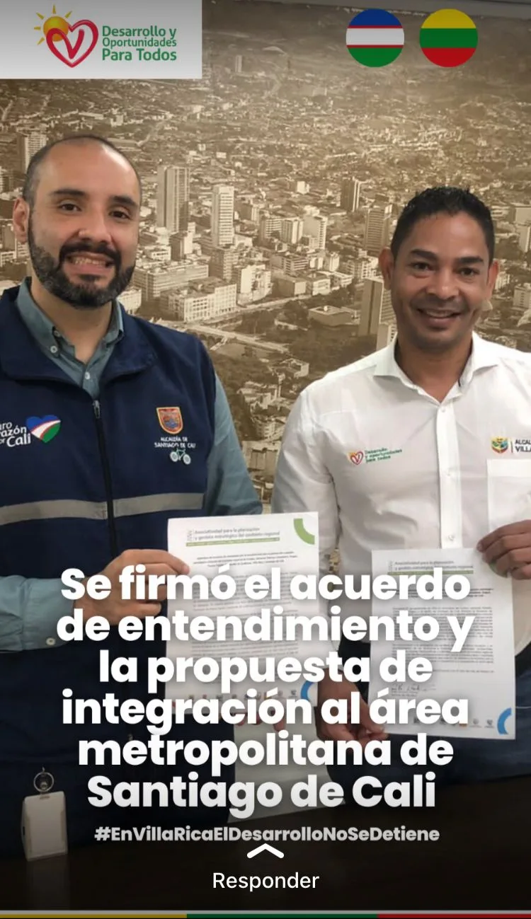 Villa Rica en el Cauca hará parte del Área Metropolitana de Cali en el Valle, firmaron acuerdo de entendimiento