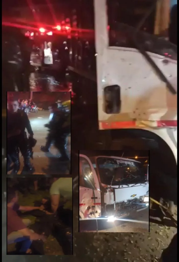 Ataque con un artefacto explosivo a camión que transportaba Policías en el oriente de Cali