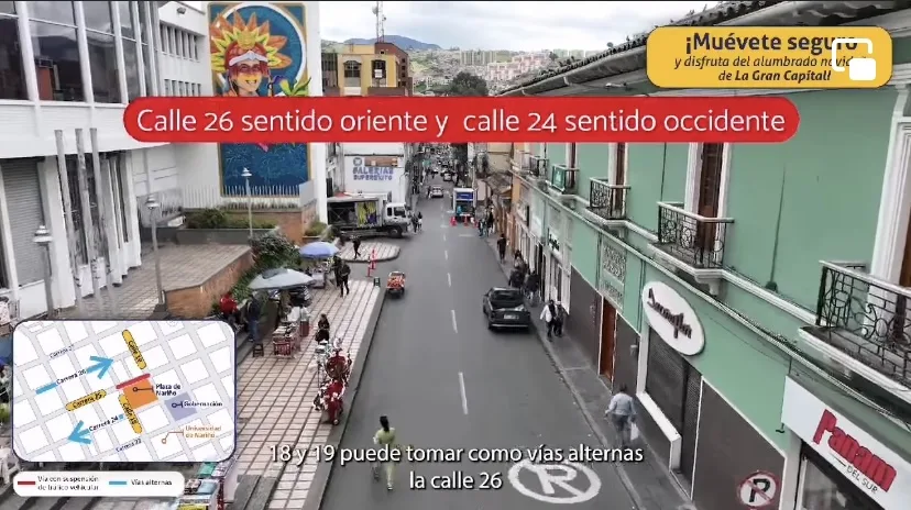 tráfico vehicular en Pasto por alumbrado