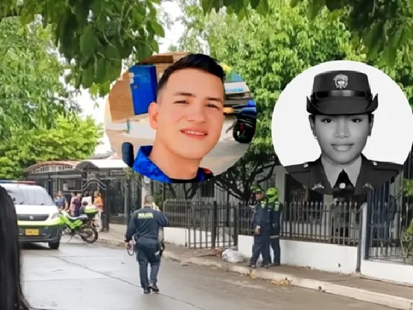 Guardián del Inpec y patrullera de la Policía.