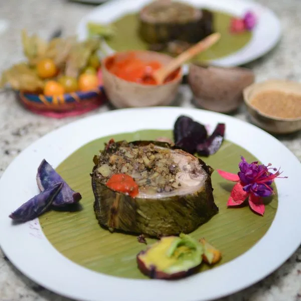 Cuya negra rellena con alimentos de la Chagra Armonización y ofrenda por la vida