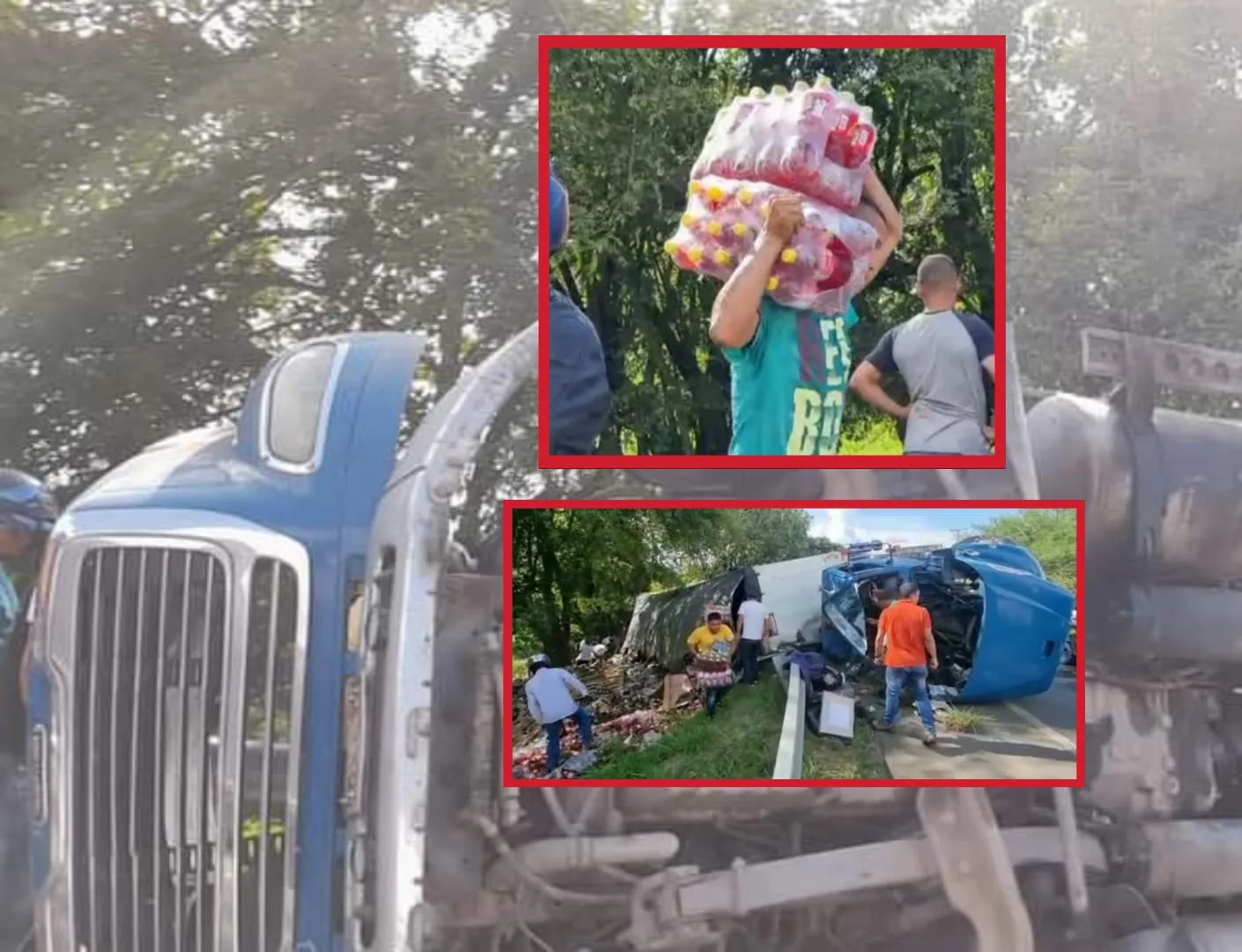 Camión que transportaba gaseosas se accidentó y "la gente se le llevó la mercancía" en Bugalagrande