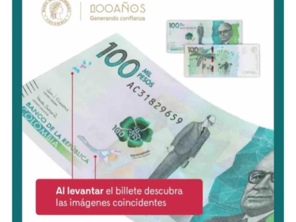 Reconozca los detalles del billete 100.000 para que no le "metan" los falsificados