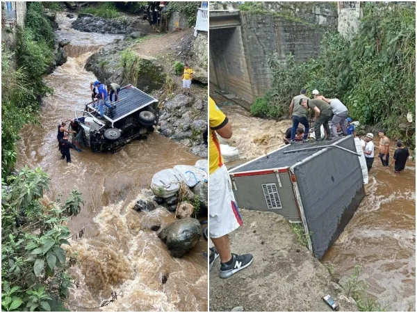 "Cuando se dio cuenta ya había caído": Conductor de furgón perdió el control y cayó al río Dapa este lunes