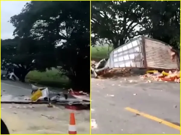 En el accidente en Villa Rica, estuvieron involucrados un vehículo de servicio público y un carro de carga tipo furgón. Habrían impactado de frente.