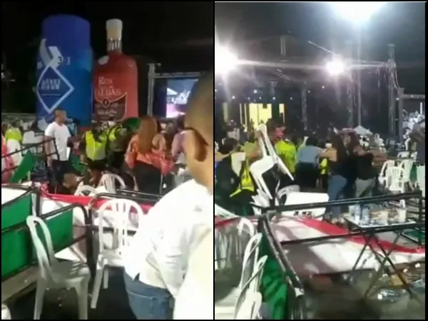 En otra 'pelotera' con vallas y sillas volando terminó concierto en el Diamante de Béisbol