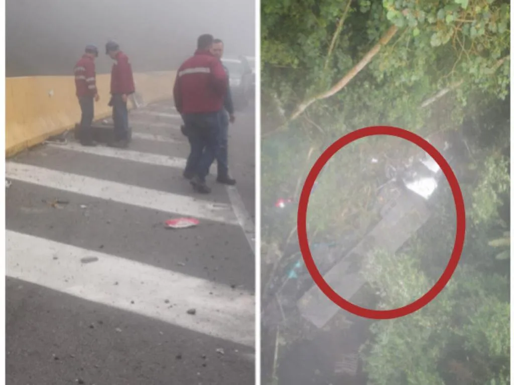 ¡Se salvó!, conductor de tracto mula sobrevivió a un accidente en el precipicio en la vía Alto de la Línea