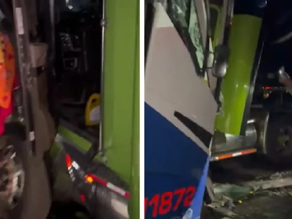 Choque de bus y tractocamión en la vía que Santa Marta conduce a Riohacha.