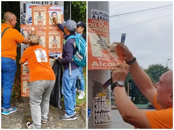 "Limpiemos la ciudad", el Padre Huérfano madrugó a quitar carteles de publicidad política