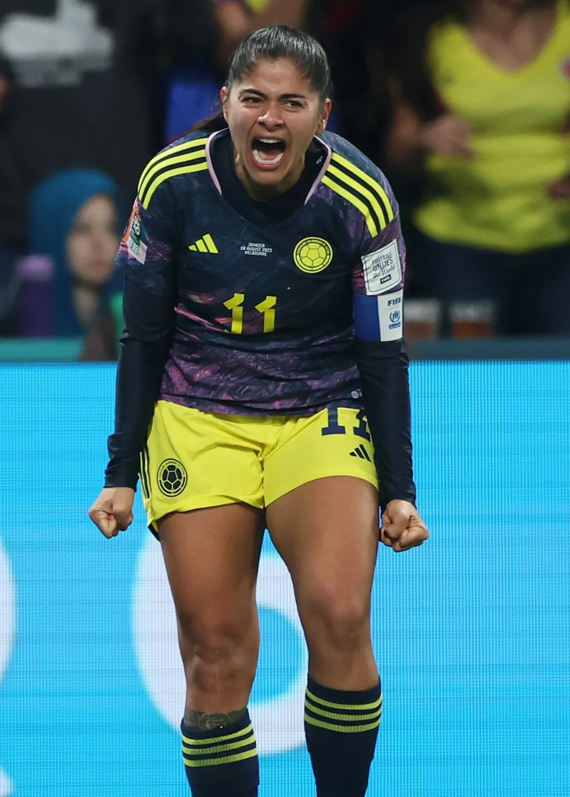 Catalina Usme y su grito de gol en Melbourne. Foto: @fifaworldcup_es