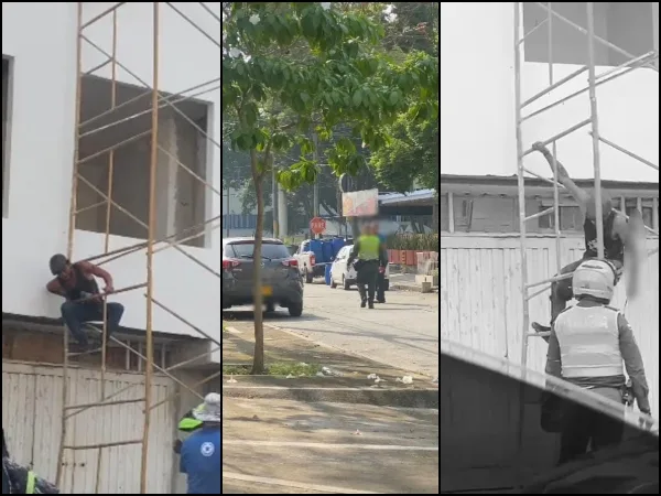 En un andamio lloraba y gritaba "no estaba haciendo nada": a presunto ladrón le habría disparado, "con traumática" en Cali
