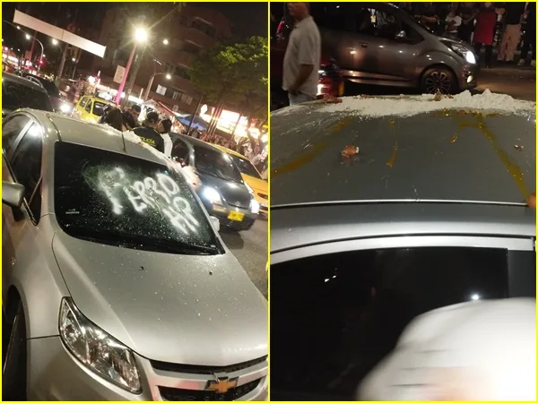 ¿Lo pillo siendo infiel? le rayó el carro a su pareja, le lanzó huevos y lo ‘pintó’ con insultos