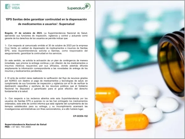 «Los más afectados serían los pacientes»: Lío entre Cruz Verde y EPS Sanitas, Supersalud respondió