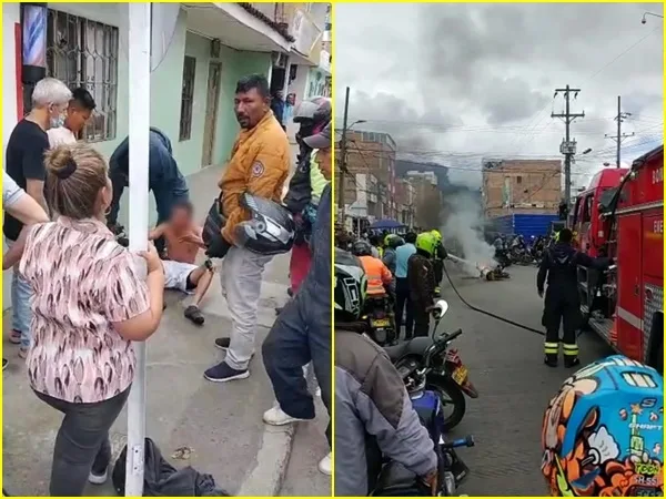 En el sur de Pasto la comunidad atrapó a presunto ladrón, le quitó la ropa y la quemó junto con la moto