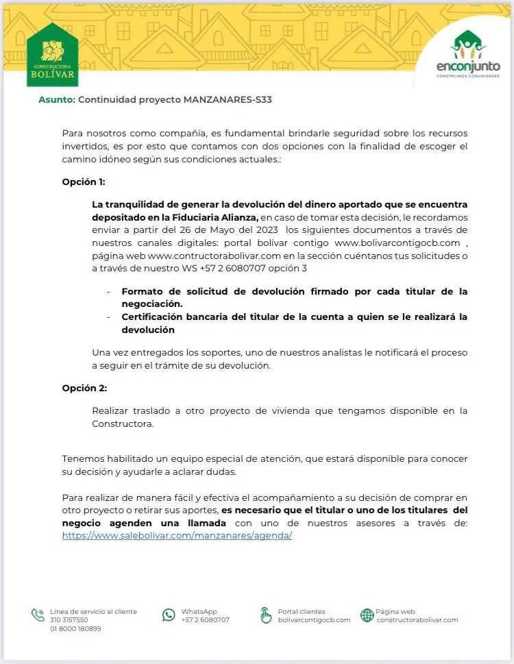 Más 1600 personas le reclaman a Constructora Bolívar por sus casas: en Cali cancelaron el proyecto