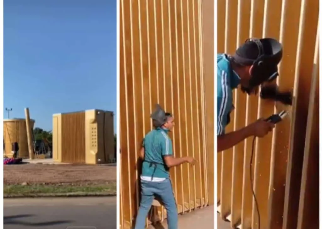 Divide opiniones: no le pagaron el monumento de acordeón y fue a dañarlo, en La Guajira