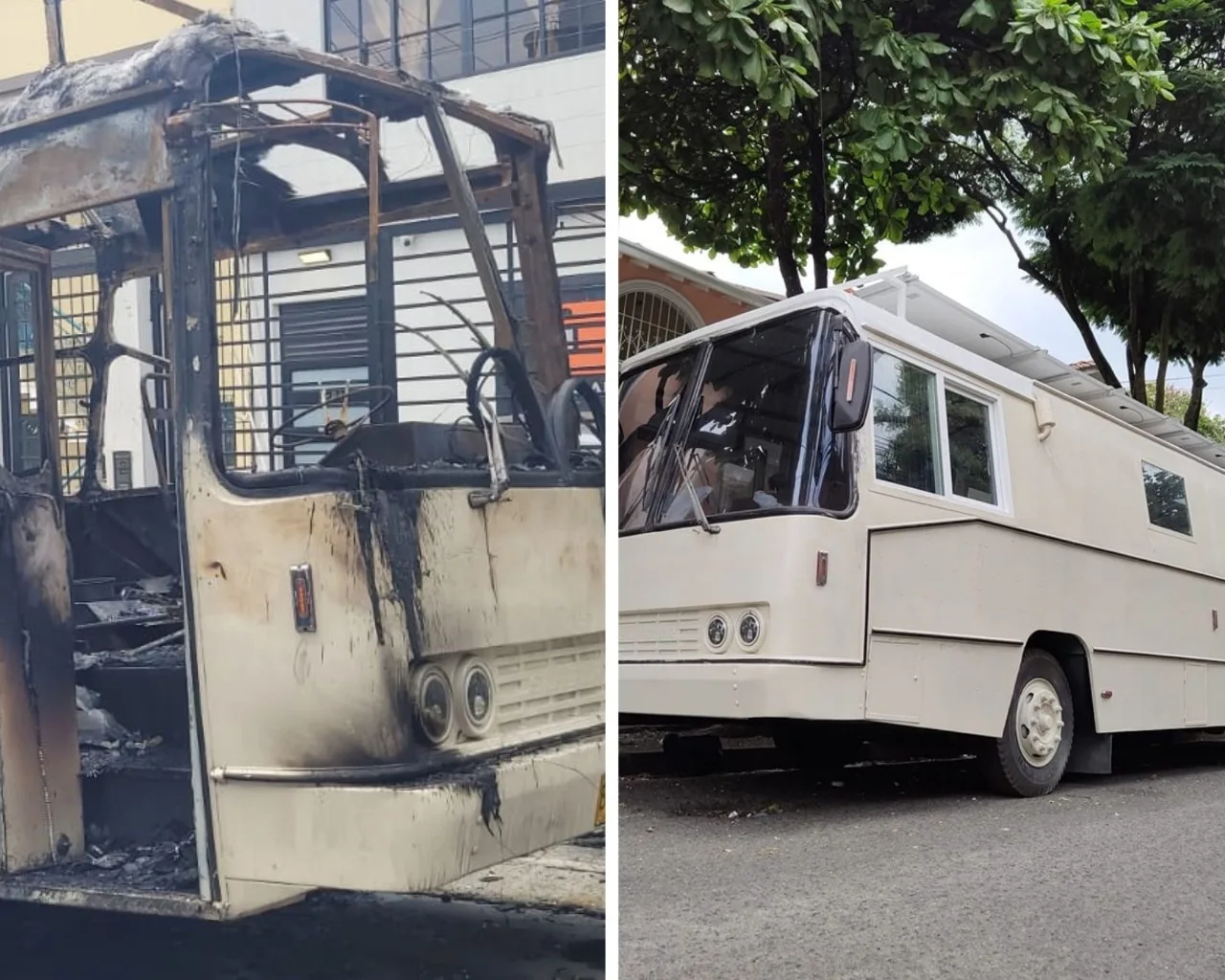 bus y casa rodante Casa Gadabout fue quemada la madrugada de este jueves en Cali,