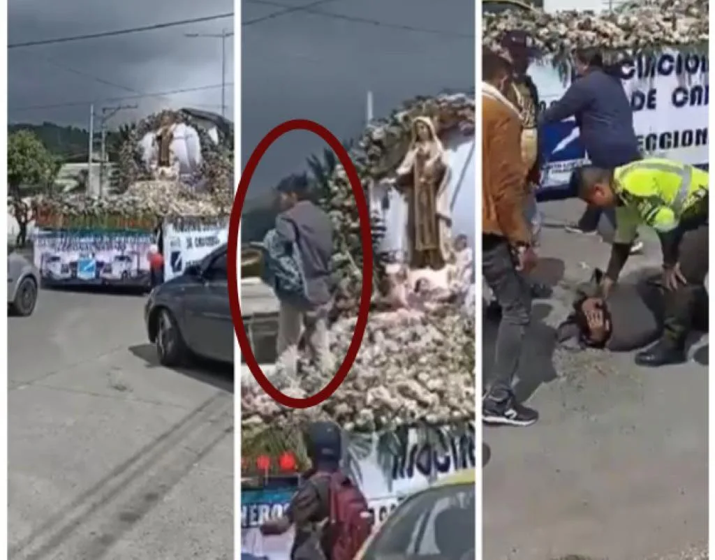Iba a dañar imagen de la virgen en la procesión y lo cascaron, en Pasto