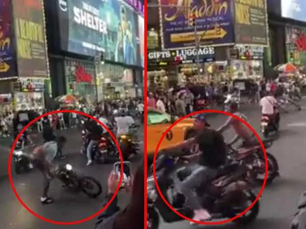 "Luego lloran por las motos", los grabaron haciendo piruetas en pleno Times Square, Nueva York