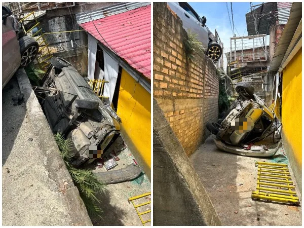 Los carros chocaron, uno "se llevó la reja y cayó en el callejón", en el oeste de Cali