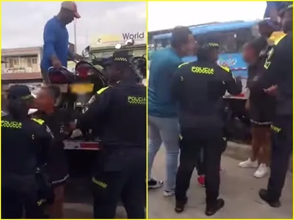 En medio de lo ocurrido, la mujer gritaba que tenía sus papeles al día para bajen la moto de la grúa.