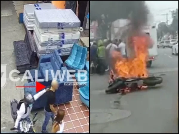 Tapó la placa antes de arrancar la cadena a la víctima: lo atraparon y quemaron la moto en Cali