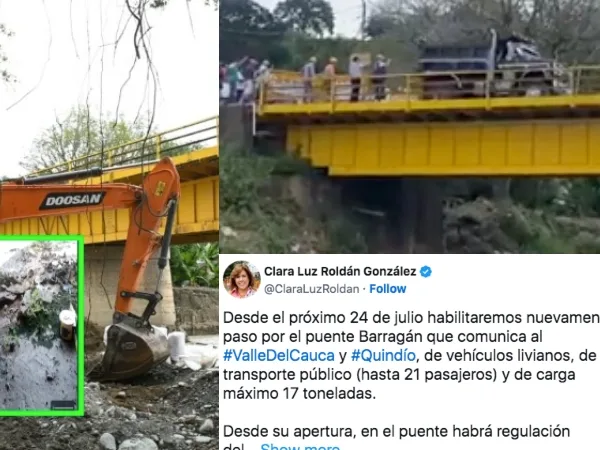 Habrá paso controlado : Puente del río Barragán que conecta al Valle del Cauca y Quindío volverá a funcionar