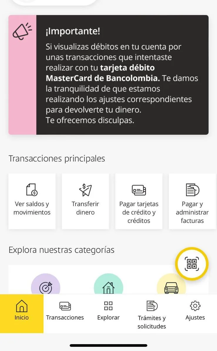Bancolombia transacciones fallidas