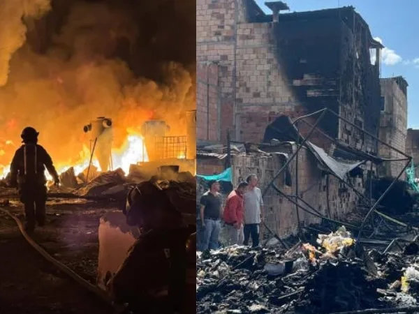 El grave incendio en una bodega de reciclaje en Bosa, Bogotá, dejó 19 viviendas afectadas el día de velitas