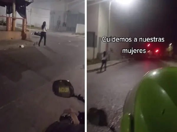 Patrulleros cuidan a mujeres en Santa Marta.