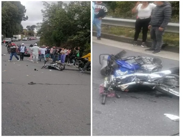 Fuerte accidente en la carretera en Túquerres, carro y moto involucrados