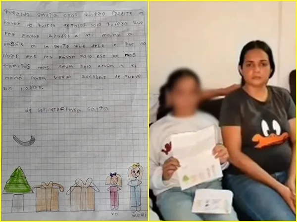 En la carta conmovedora, la niña dice que no le triga regalos, que lo único que quiere es que su mamá vuelva a sonreír. Foto: Doradita Regional