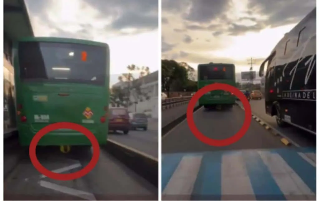 "Y prefirió solo grabar", el sujeto iba colgado por debajo del bus, en Pereira