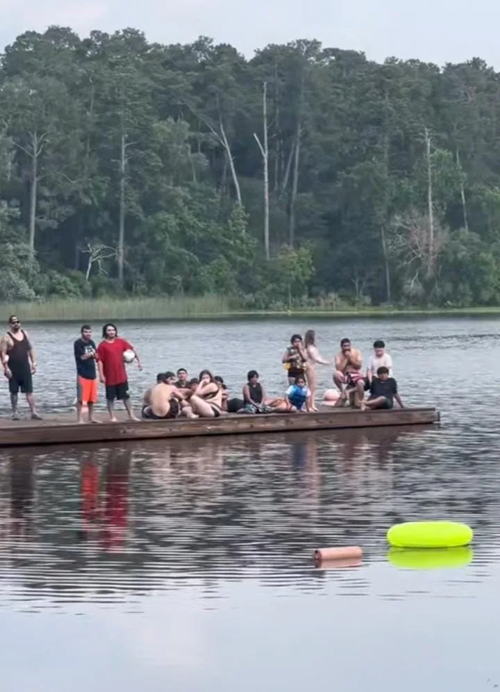 Atrapados en una plataforma terminaron algunas personas ante la presencia de un cocodrilo en el agua