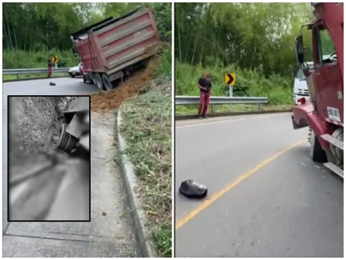 Una pareja y su bebé fallecieron cuando una volqueta "se descolgó en plena subida y los arrastró" en Quindío