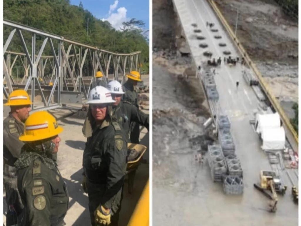 El rápido trabajo de ingenieros militares en Quetame, instalan puente