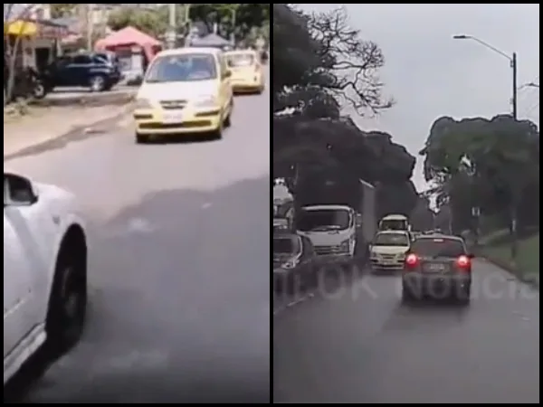Uno en reversa y otro invadiendo carril: dos imprudencia de taxistas que pudieron provocar accidentes en Cali