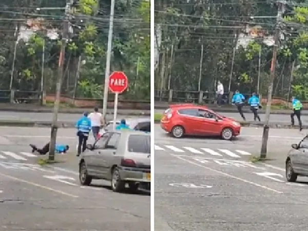 Agentes de tránsito que corretearon y golpearon a infractor.