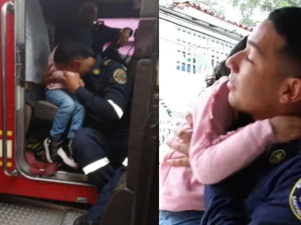 Entre lágrimas se dio el emotivo encuentro entre los Bomberos de Cali y Briana, la niña sobreviviente de la tragedia del barrio El Guabal