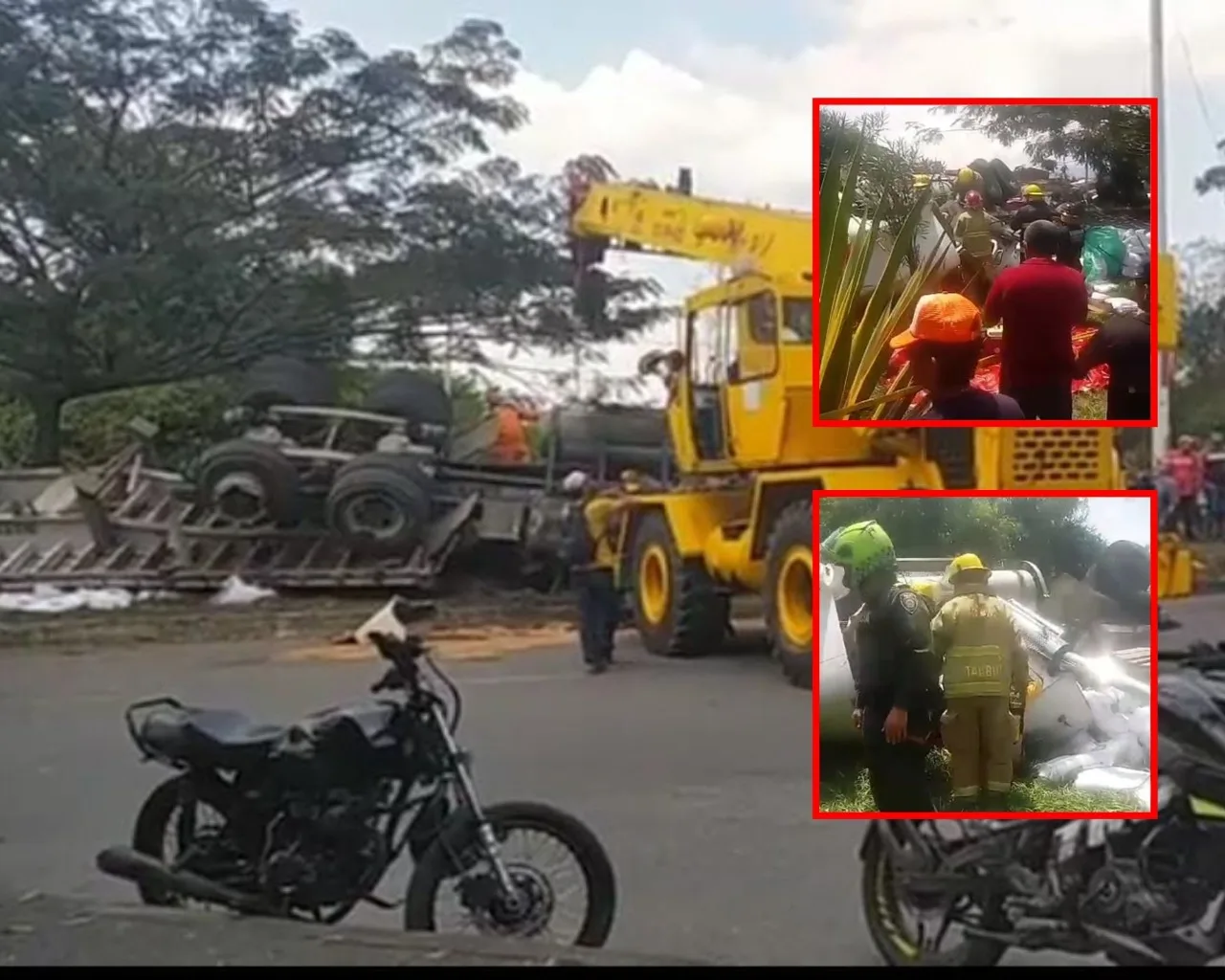 Dos personas lesionadas dejó volcamiento de camión cargado con azúcar en Cartago
