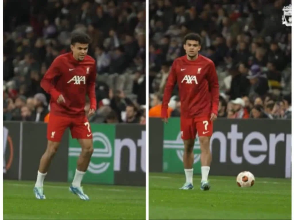 Luis Díaz jugando tra sliberación del papá Mane Díaz - juega con Liverpool en Francia