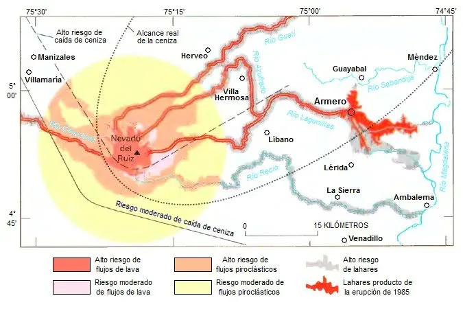 Zona de influencia del volcán