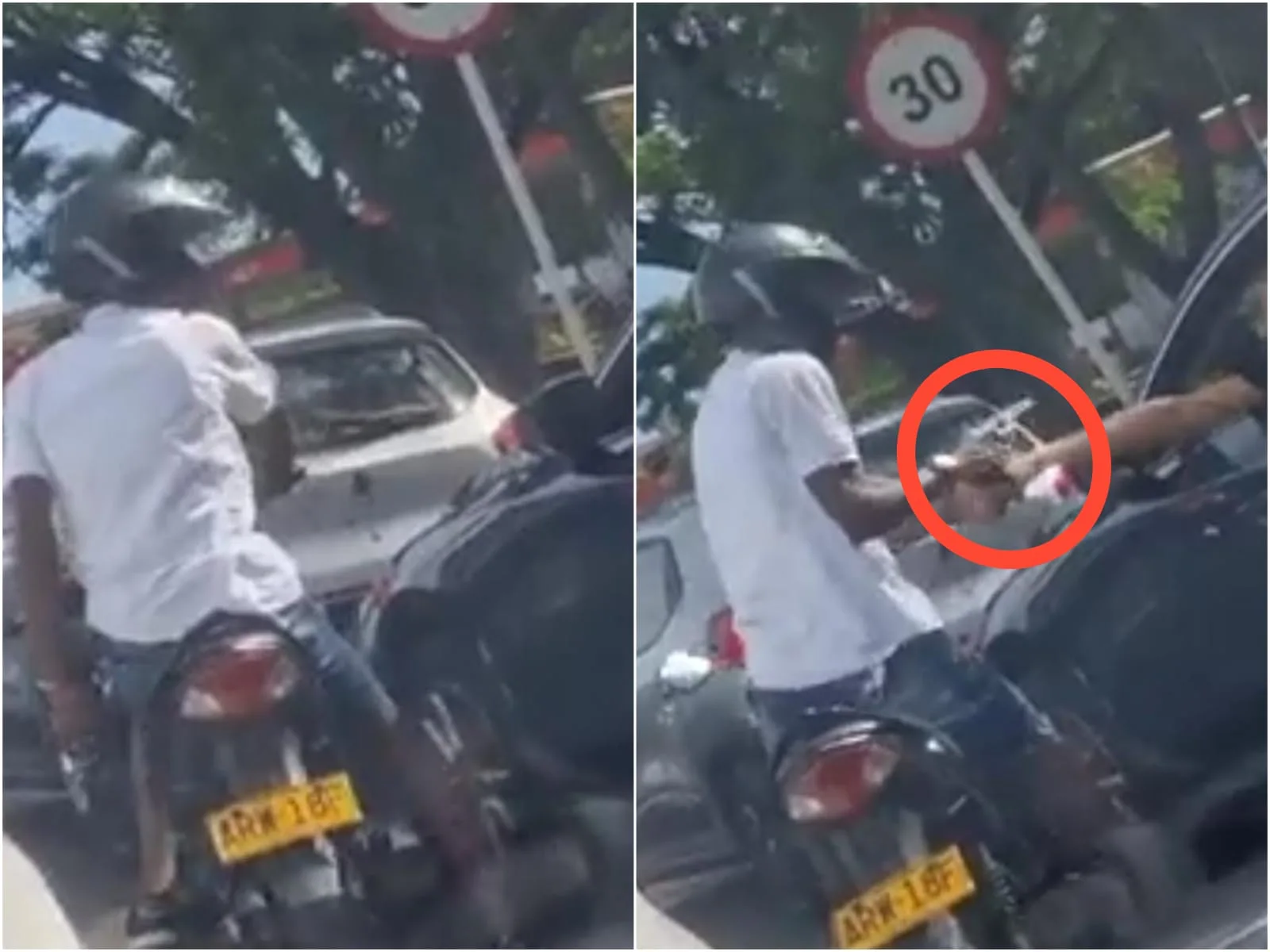 En pleno trancón en vía de Cali, motociclista aprovechó para robar a ocupantes de un vehículo