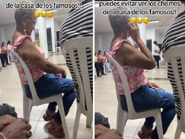 Abuela en plena misa y mirando su celular.